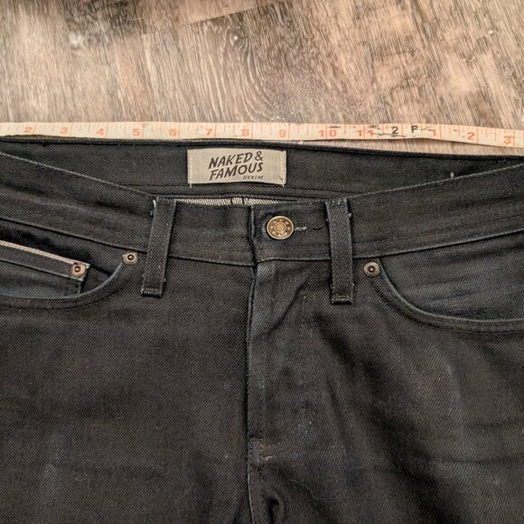 Naked & Famous Selvedge Jeans Men's 29x34 Black Weird Guy Sumi Ink Coated Japan - Picture 1 of 9
